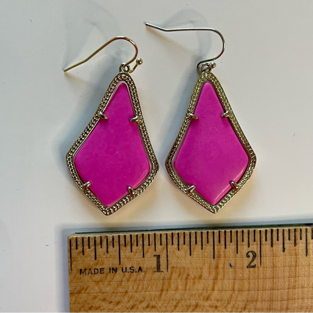 Kendra Scott  Bright Pink Alex Drop Earrings Gold Frame - Picture 4 of 5
